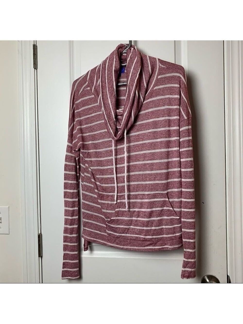 City Streets Scoop Neck Drawstring Striped Sweater